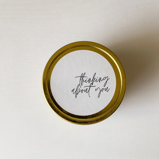"Thinking About You" Gold Tin Candle