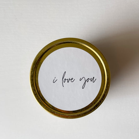 "I Love You" Gold Tin Candle