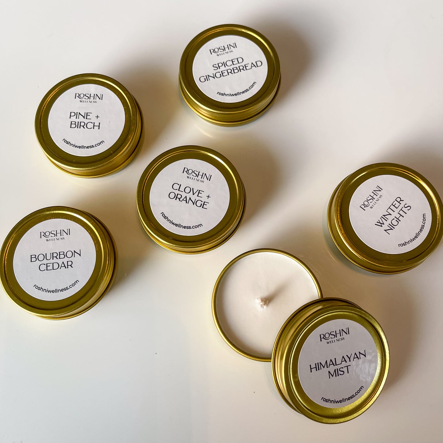 Holiday Mini Candles Gold Tins| 1oz Stocking Stuffer