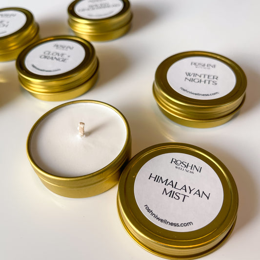Holiday Mini Candles Gold Tins| 1oz Stocking Stuffer