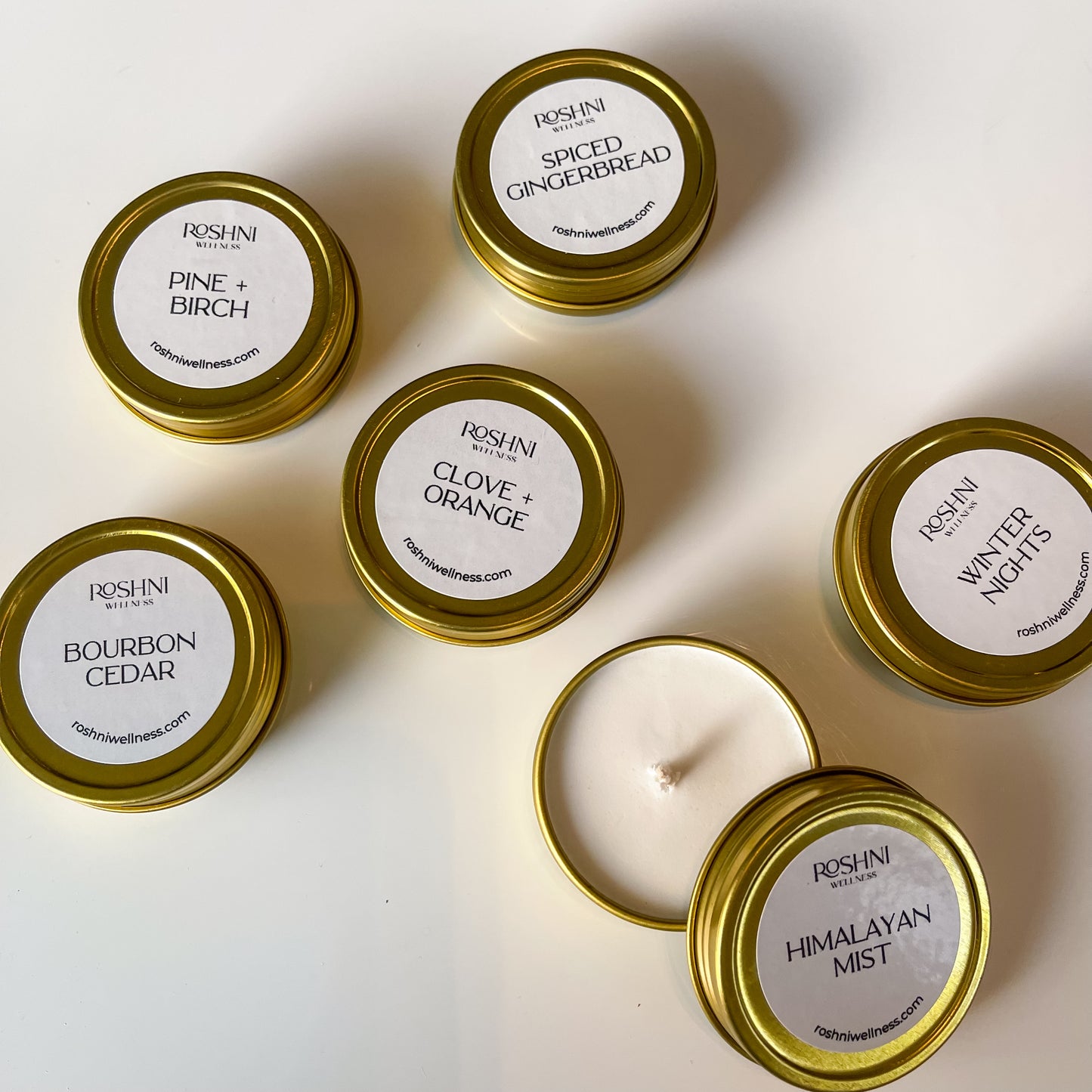 Holiday Mini Candles Gold Tins| 1oz Stocking Stuffer