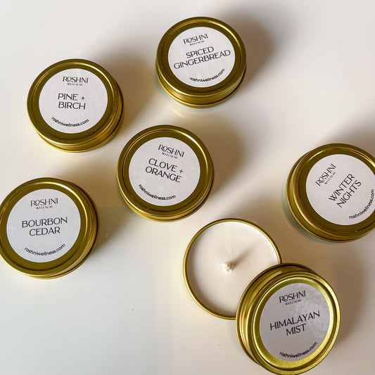 Holiday Mini Candles Gold Tins| 1oz Stocking Stuffer